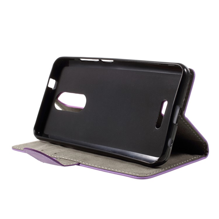 For Wiko Upulse Leather Stand Wallet Protection Case - Purple-4