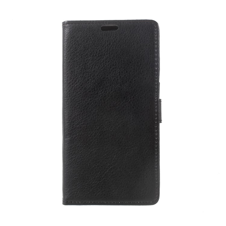 Litchi Texture PU Leather Stand Case with Card Slots for Wiko Upulse - Black-2
