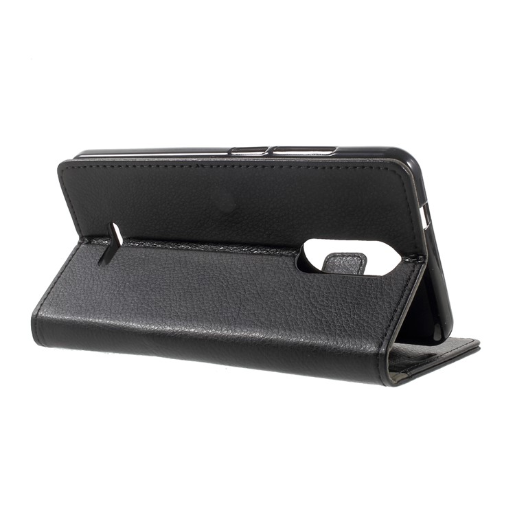 Litchi Texture PU Leather Stand Case with Card Slots for Wiko Upulse - Black-4