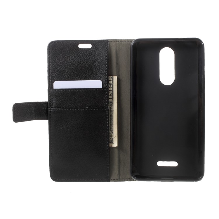 Litchi Texture PU Leather Stand Case with Card Slots for Wiko Upulse - Black-5