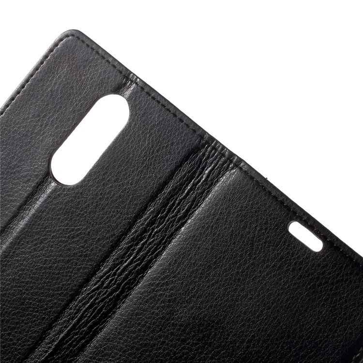 Litchi Texture PU Leather Stand Case with Card Slots for Wiko Upulse - Black-6