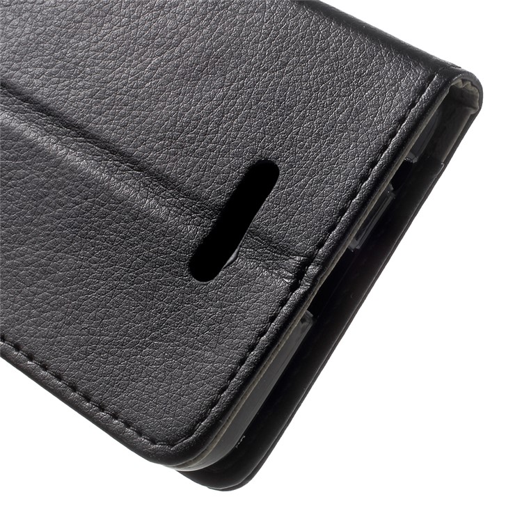 Litchi Texture PU Leather Stand Case with Card Slots for Wiko Upulse - Black-8