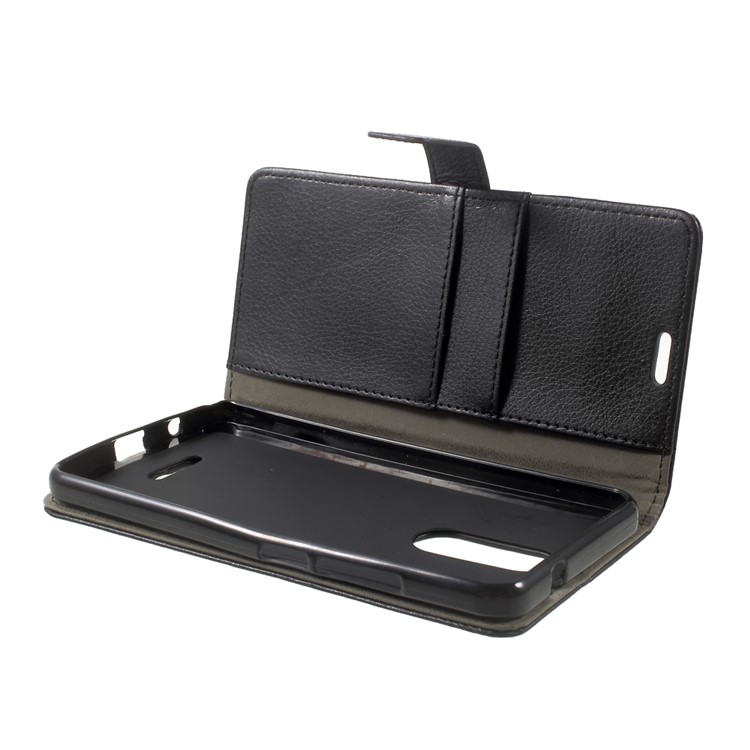 Litchi Texture PU Leather Stand Case with Card Slots for Wiko Upulse - Black-9
