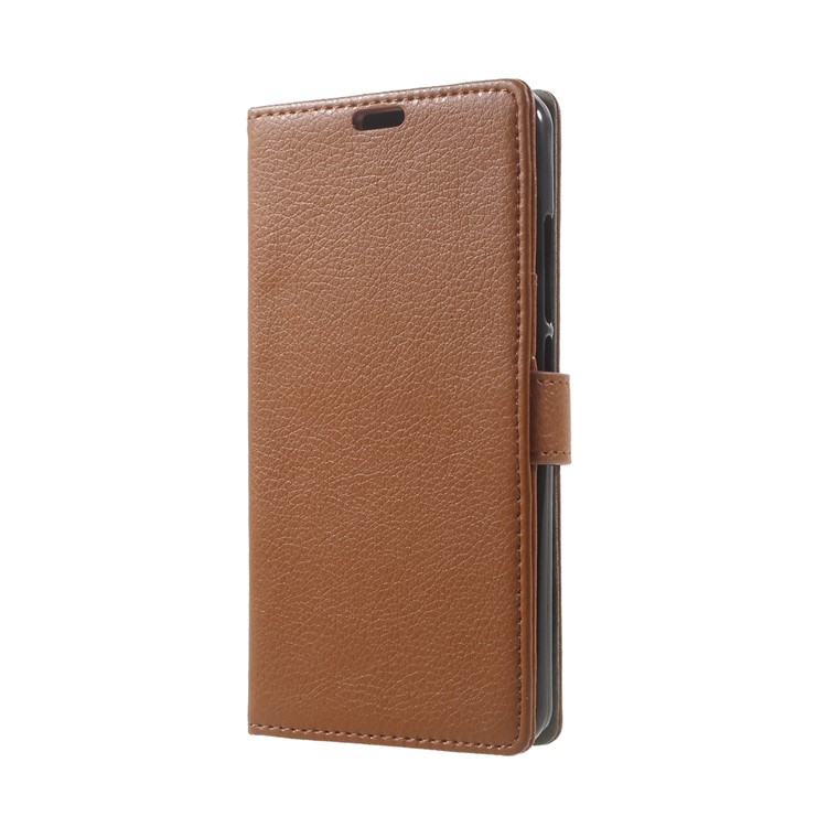 Litchi Texture PU Leather Wallet Stand Cover Case for Wiko Upulse - Brown-2