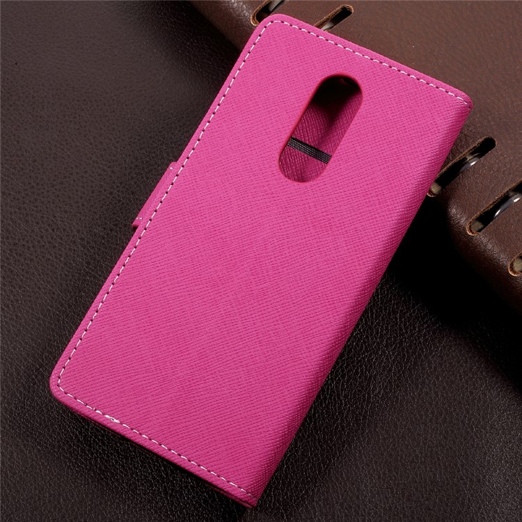 Cross Texture Wallet Leather Stand Cell Phone Case for Wiko WIM Lite - Rose-2