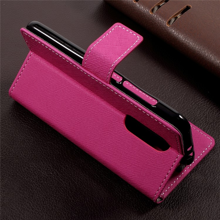 Cross Texture Wallet Leather Stand Cell Phone Case for Wiko WIM Lite - Rose-4