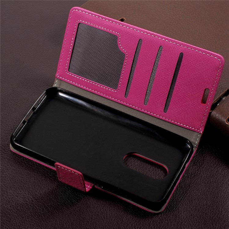 Cross Texture Wallet Leather Stand Cell Phone Case for Wiko WIM Lite - Rose-5