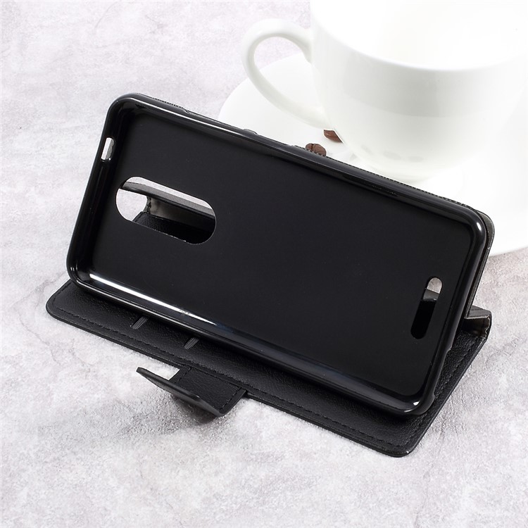 Wallet Leather Cell Phone Cover Case for Wiko Upulse Lite - Black-4