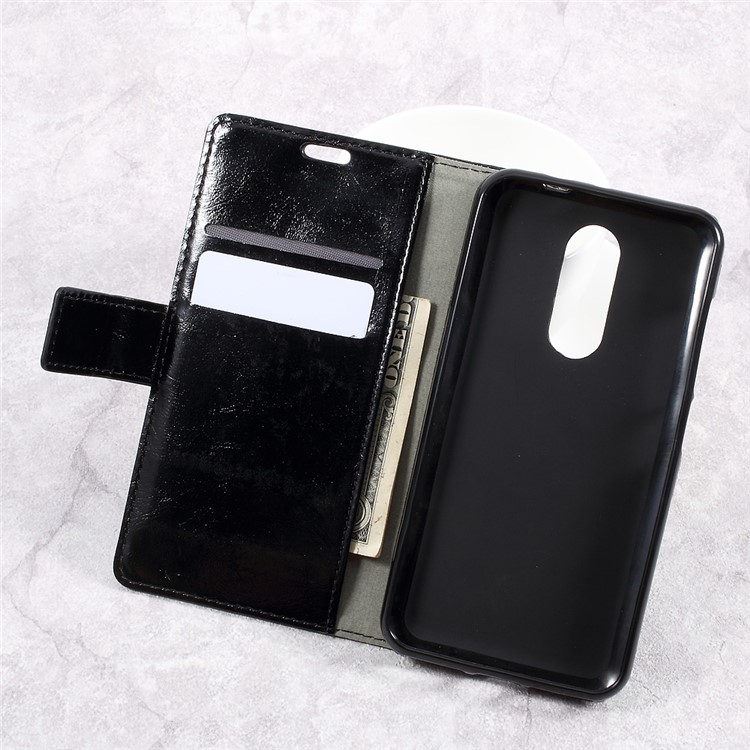 Crazy Horse Texture Leather Wallet Stand Cell Phone Case for Wiko WIM Lite - Black-6