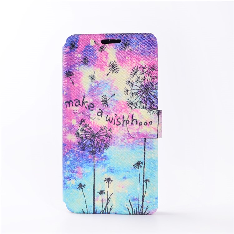 Pattern Printing Leather Flip Case with Card Slot for Wiko Jerry - Dandelion and Quote-2