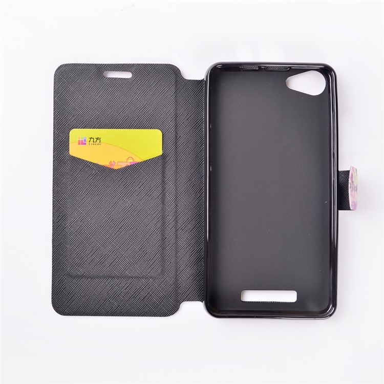 Pattern Printing Leather Flip Case with Card Slot for Wiko Jerry - Dandelion and Quote-5