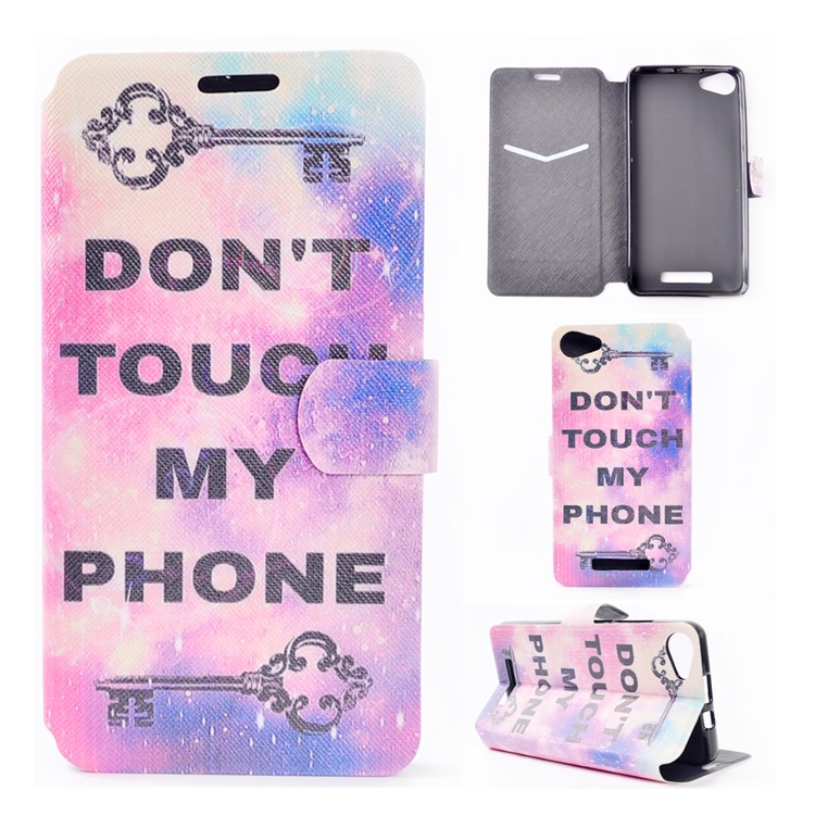 Pattern Printing Leather Cover with Card Slot for Wiko Jerry - Do not Touch My Phone-1