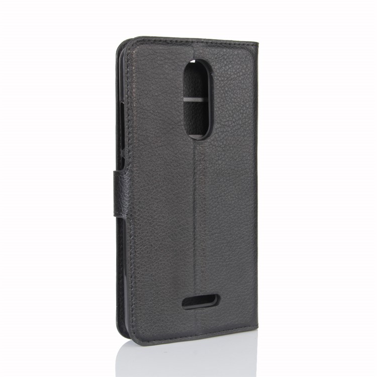 Litchi Skin Wallet Leather Stand Case for Wiko Upulse Lite - Black-6