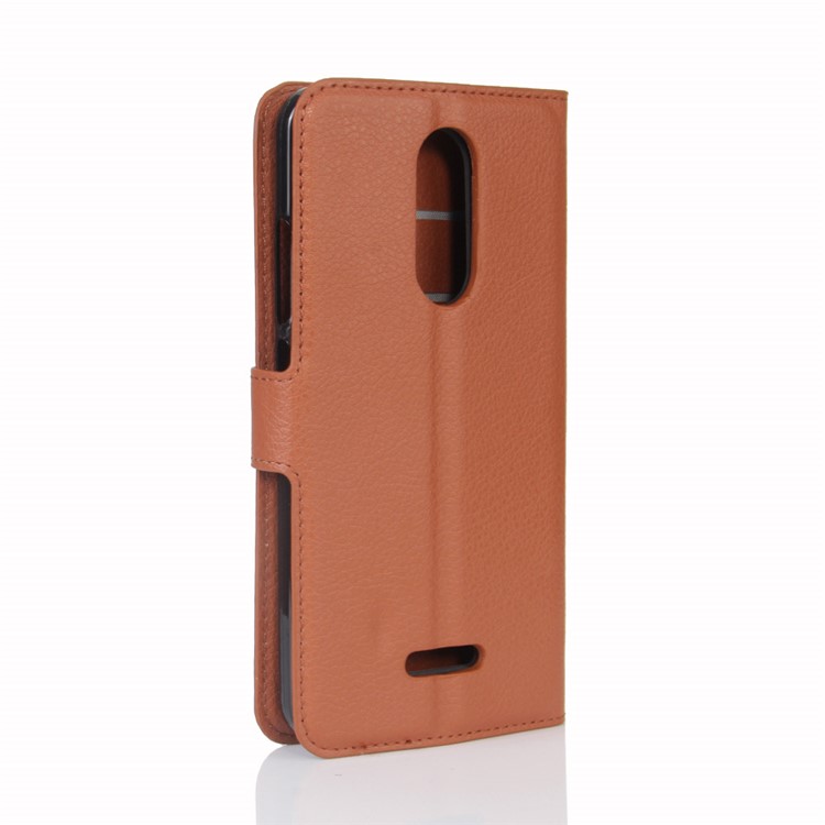 Litchi Skin Leather Wallet Case for Wiko Upulse Lite - Brown-6
