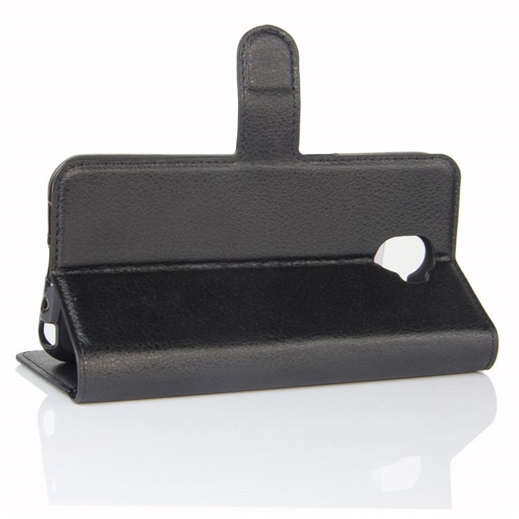 Litchi Grain Leather Wallet Case for Wiko WIM - Black-5