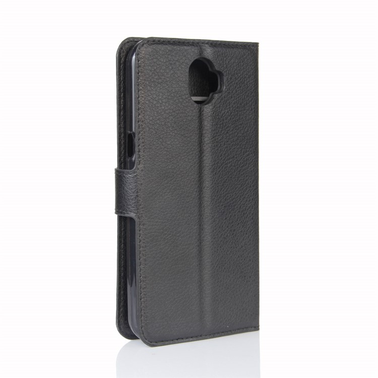 Litchi Grain Leather Wallet Case for Wiko WIM - Black-6