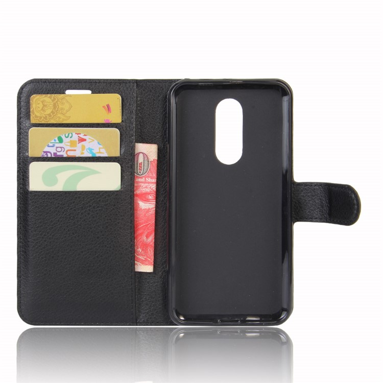 Lychee Skin Wallet Leather Stand Case for Wiko WIM Lite - Black-3
