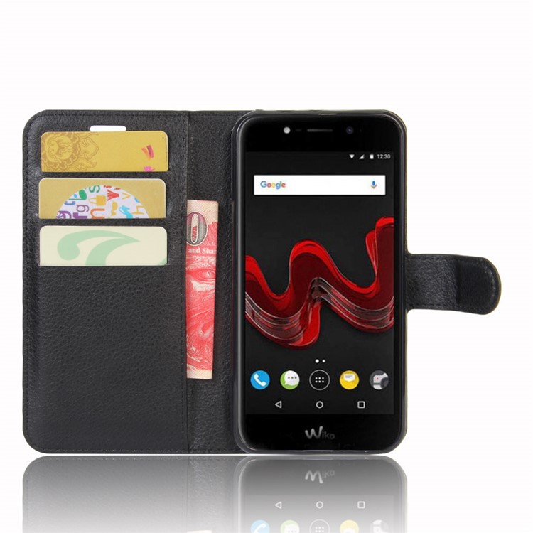 Lychee Skin Wallet Leather Stand Case for Wiko WIM Lite - Black-4
