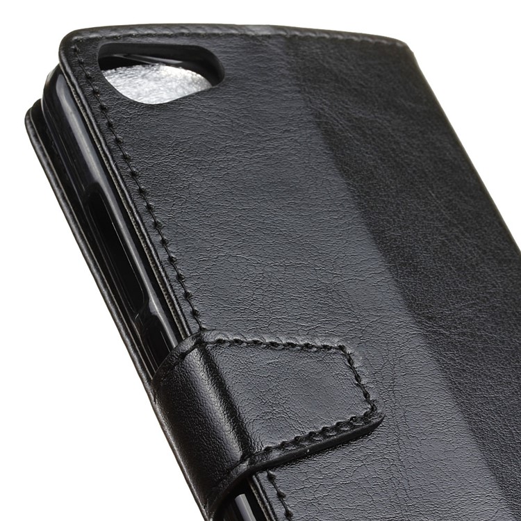 Crazy Horse Leather Wallet Case for Wiko Jerry Max - Black-4