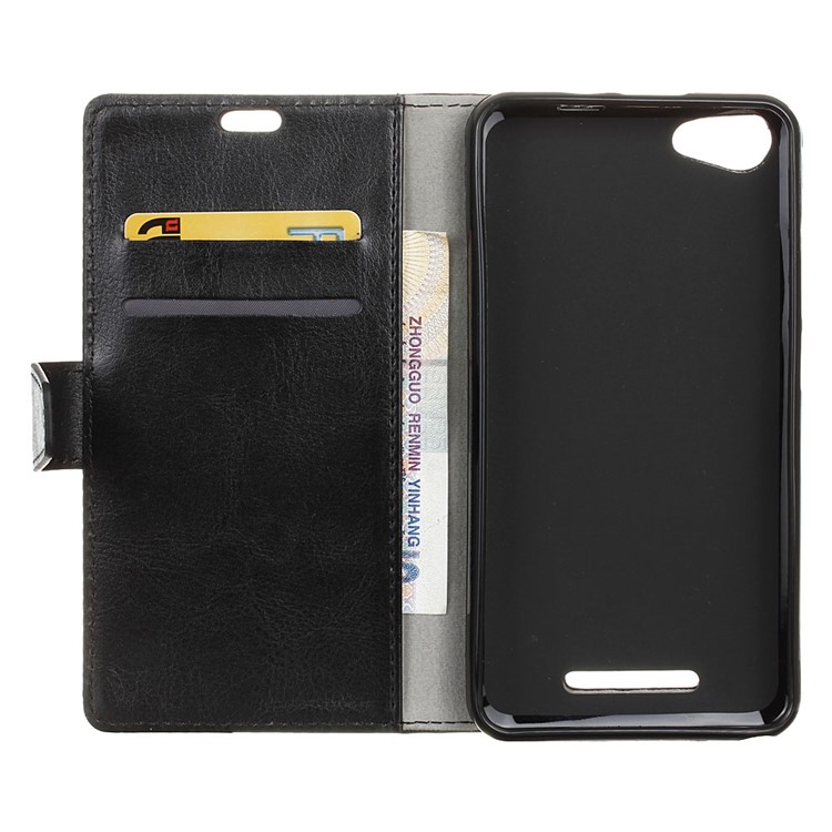 Crazy Horse Leather Wallet Case for Wiko Jerry Max - Black-5