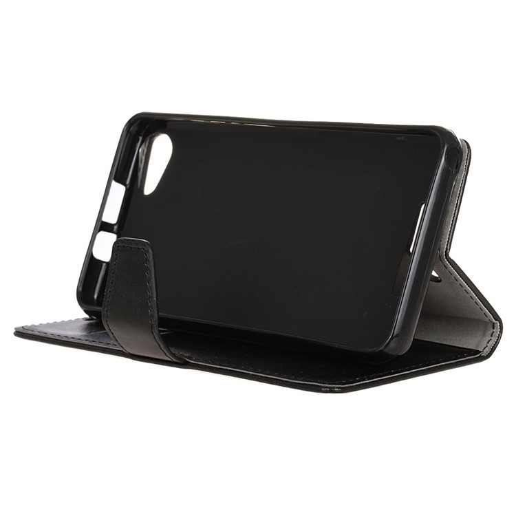 Crazy Horse Leather Wallet Case for Wiko Jerry Max - Black-6