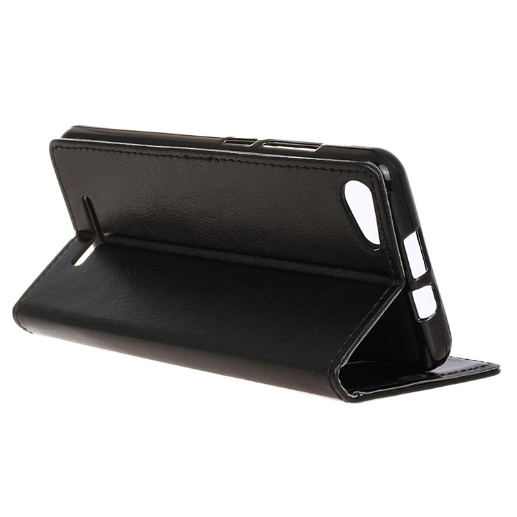 Crazy Horse Leather Wallet Case for Wiko Jerry Max - Black-7