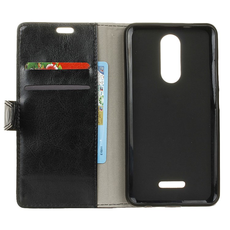 Crazy Horse Wallet Leather Stand Case for Wiko U Pulse - Black-3