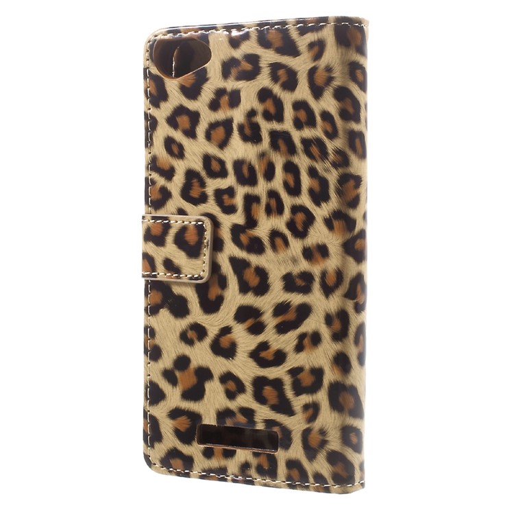 Leopard Pattern PU Leather Wallet Stand Cellphone Cover for Wiko Jerry Max / Lenny 3 Max-3