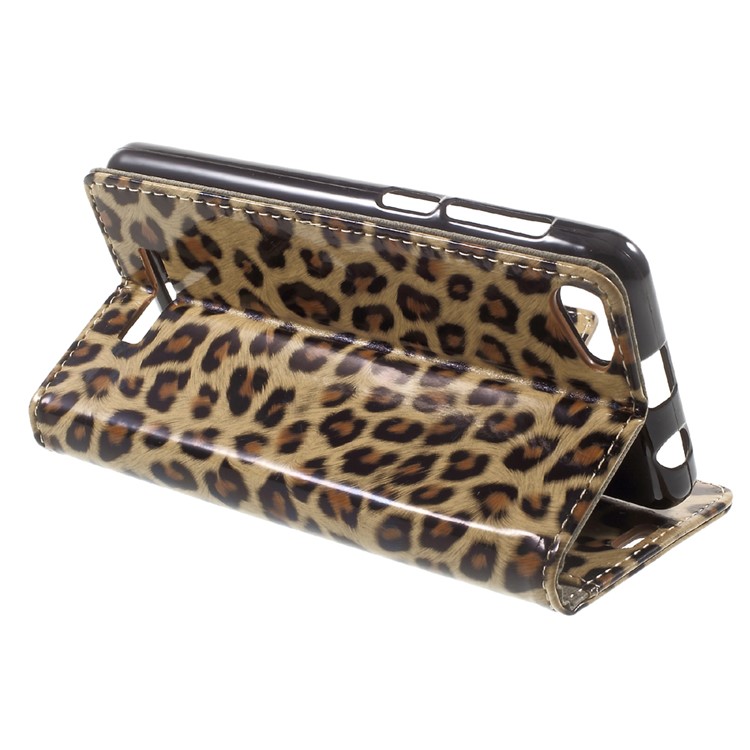 Leopard Pattern PU Leather Wallet Stand Cellphone Cover for Wiko Jerry Max / Lenny 3 Max-4
