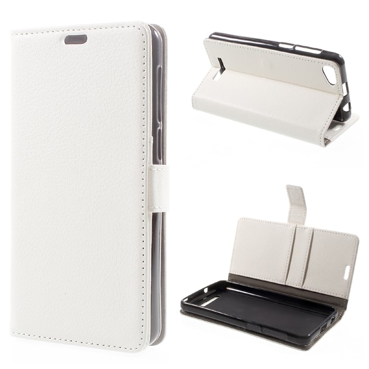 Litchi Texture PU Leather Wallet Stand Cell Phone Case for Wiko Jerry Max / Lenny 3 Max - White-1