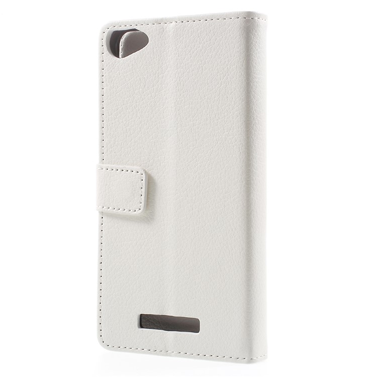Litchi Texture PU Leather Wallet Stand Cell Phone Case for Wiko Jerry Max / Lenny 3 Max - White-3