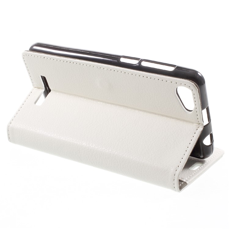 Litchi Texture PU Leather Wallet Stand Cell Phone Case for Wiko Jerry Max / Lenny 3 Max - White-4
