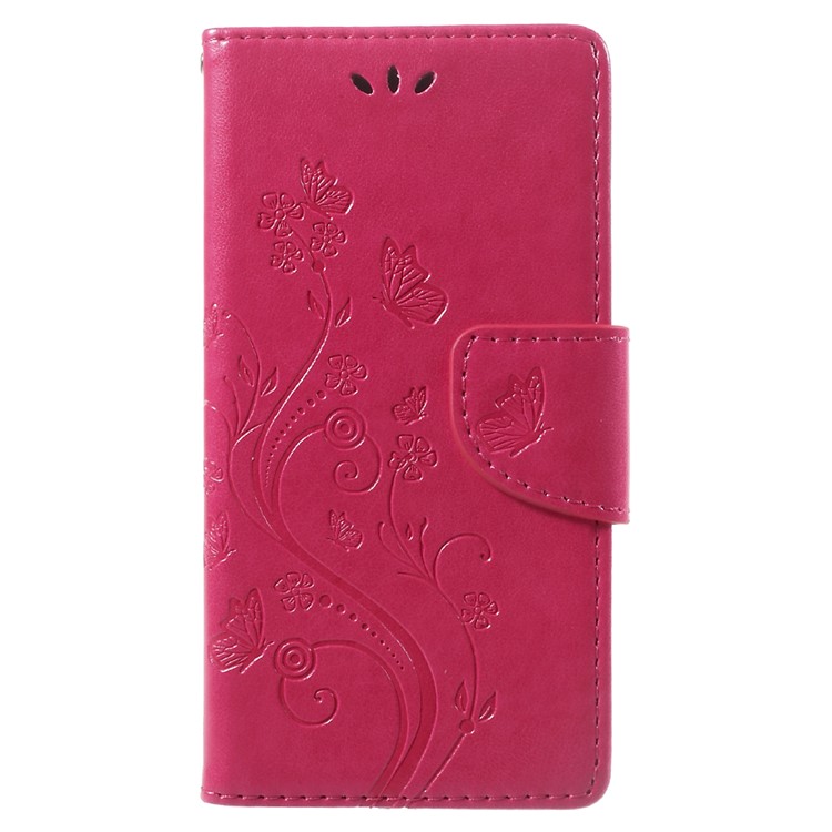 Imprinted Flora Butterflies Leather Wallet Phone Case for Wiko Lenny 3 Max - Rose-2