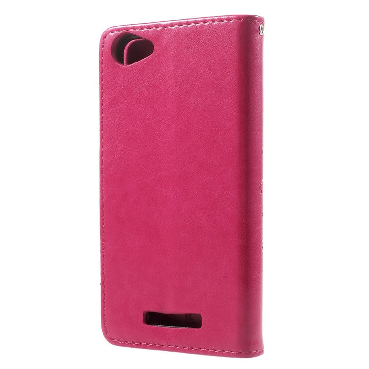 Imprinted Flora Butterflies Leather Wallet Phone Case for Wiko Lenny 3 Max - Rose-3