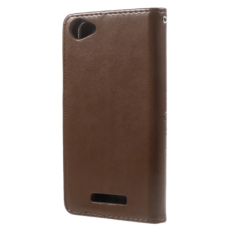 Imprinted Flora Butterflies Wallet Leather Mobile Case for Wiko Lenny 3 Max - Brown-3