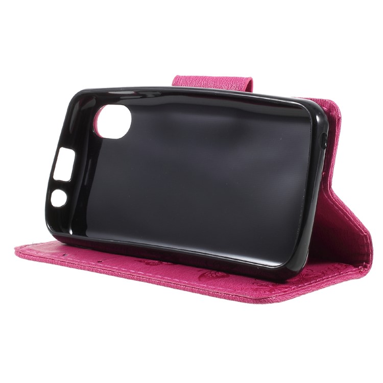 Imprinted Flora Butterflies Wallet Leather Mobile Case Cover with Stand for Wiko Sunny Max - Rose-4