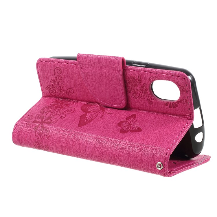 Imprinted Flora Butterflies Wallet Leather Mobile Case Cover with Stand for Wiko Sunny Max - Rose-5
