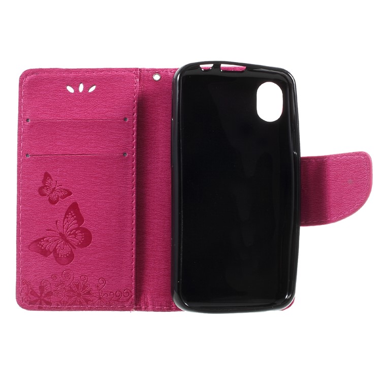Imprinted Flora Butterflies Wallet Leather Mobile Case Cover with Stand for Wiko Sunny Max - Rose-6