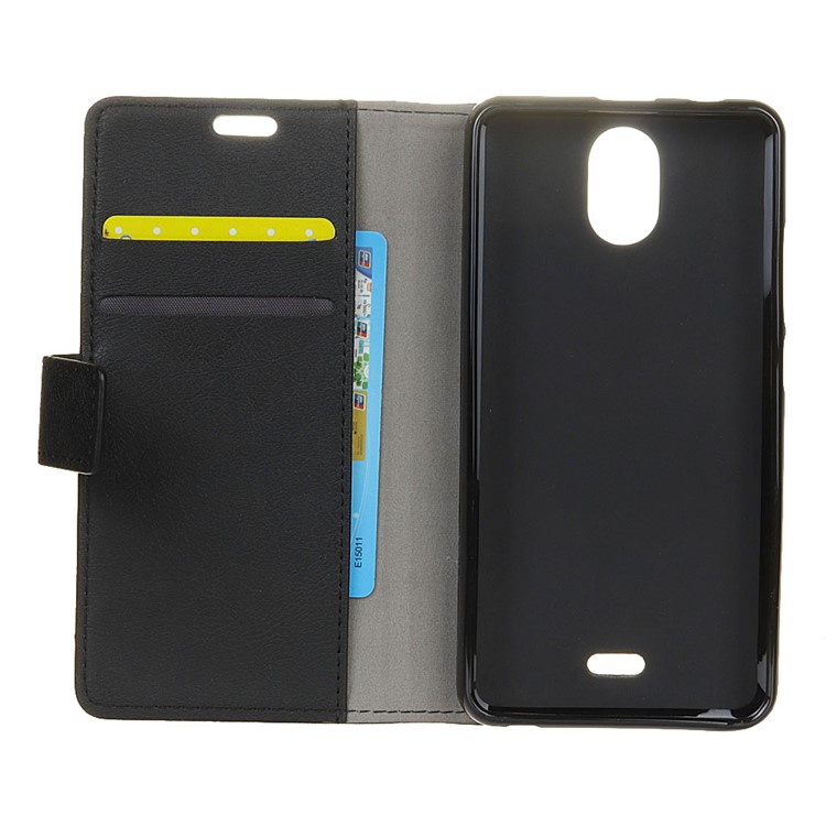 Litchi Skin Wallet Leather Case for Wiko Kenny - Black-5