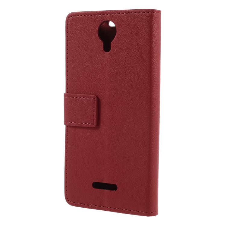 Mobile Accessory Leather Wallet Mobile Phone Cover for Wiko Harry - Red-2