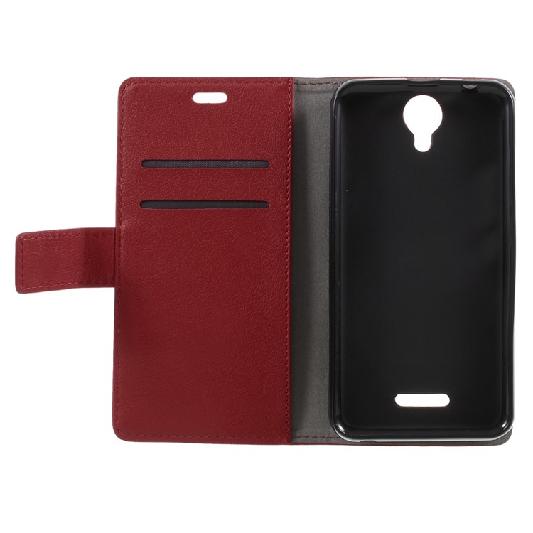 Mobile Accessory Leather Wallet Mobile Phone Cover for Wiko Harry - Red-5