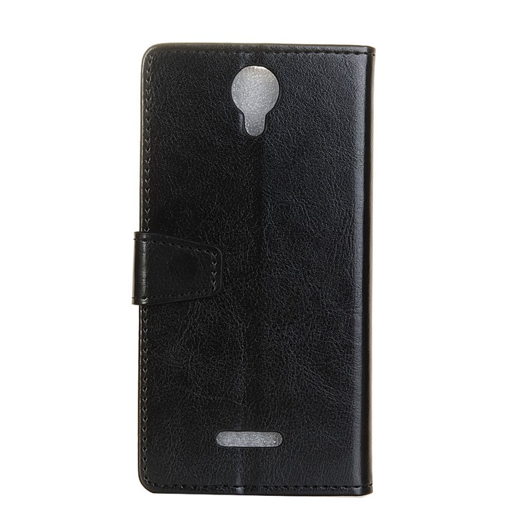 Crazy Horse PU Leather Wallet Stand Case for Wiko Harry - Black-2