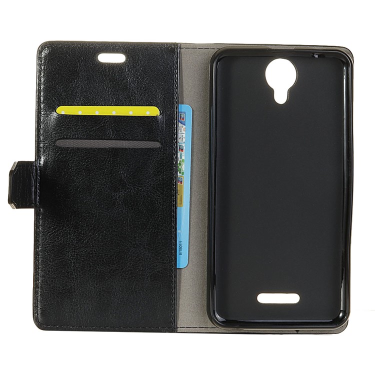 Crazy Horse PU Leather Wallet Stand Case for Wiko Harry - Black-5