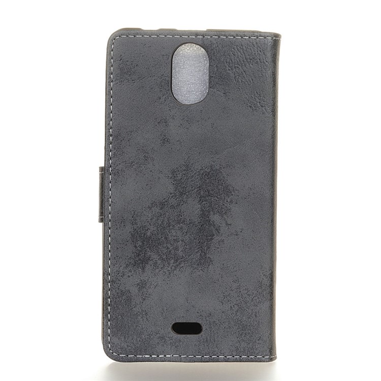 Vintage Style Wallet Leather Cell Phone Case for Wiko Kenny - Grey-2