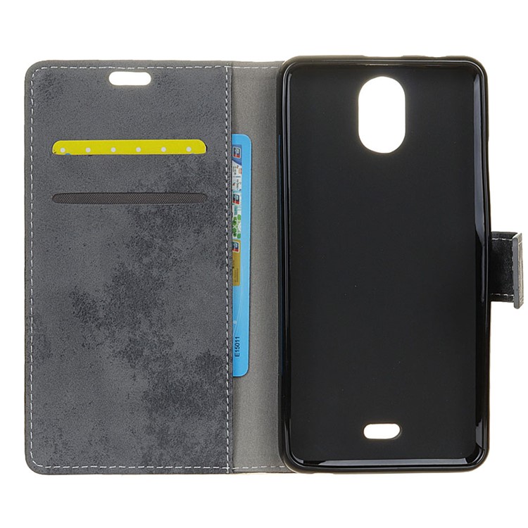 Vintage Style Wallet Leather Cell Phone Case for Wiko Kenny - Grey-4
