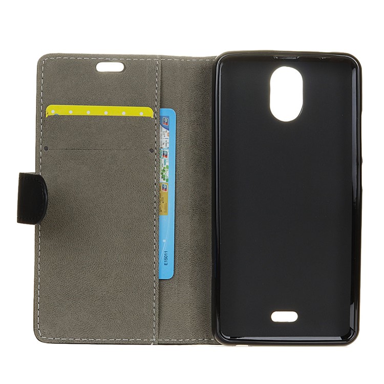 PU Leather Wallet Stand Phone Case Accessory for Wiko Kenny - Black-4