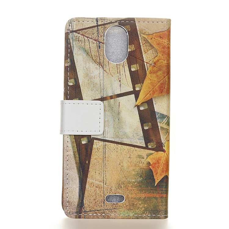 Pattern Printing Wallet Leather Foldable Casing for Wiko Kenny - Eiffel Tower and Maple Leaves-2