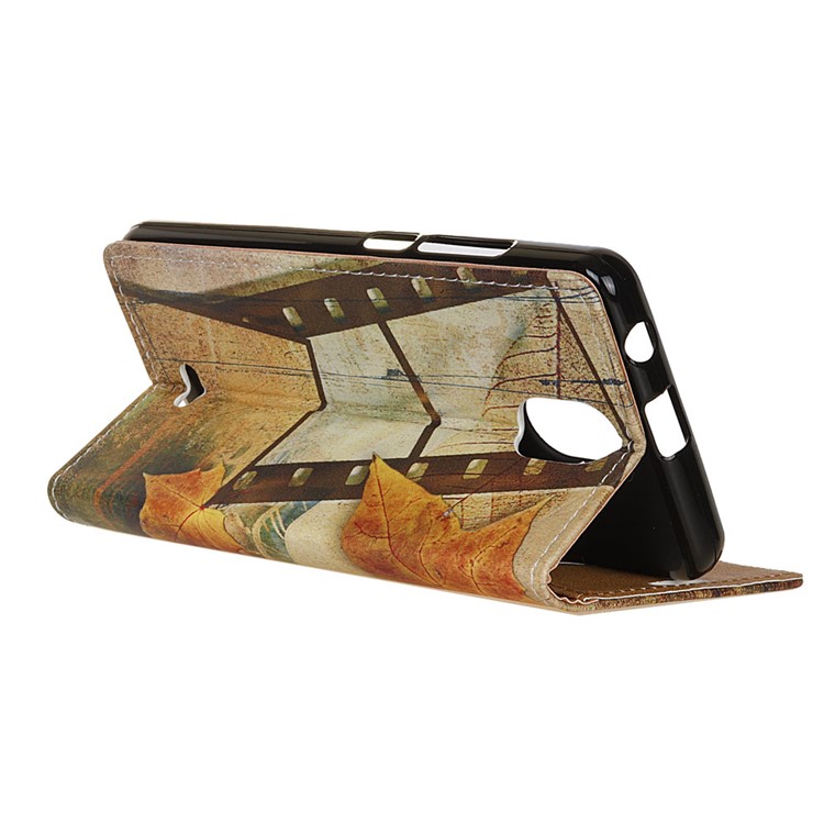 Pattern Printing Wallet Leather Foldable Casing for Wiko Kenny - Eiffel Tower and Maple Leaves-4