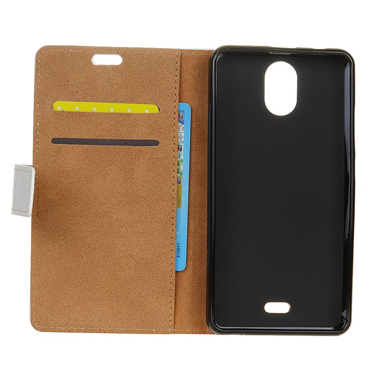 Pattern Printing Wallet Leather Foldable Casing for Wiko Kenny - Eiffel Tower and Maple Leaves-7