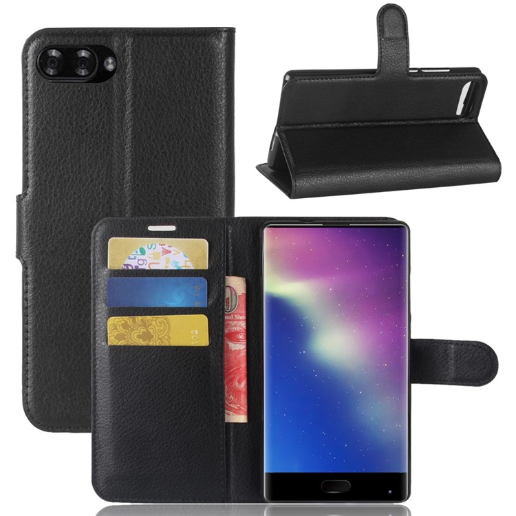 

Litchi Skin PU Leather Wallet Stand Phone Shell for Doogee Mix - Black, Other Doogee Models